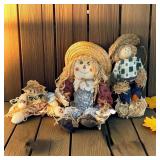 Trio of Tabletop Scarecrows 6ï¿½ï¿½, 14ï¿½ï¿½, 21ï¿½ï¿½ w/