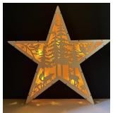 Wooden Silhouettes Lighted Christmas Star Battery