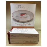 3 Elise Ceramic Pie Plates NIB