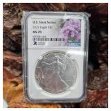 NGC MS70 2022 Silver Eagle New Hampshire