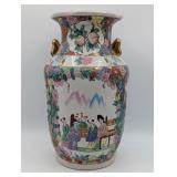 ROSE MANDARIN VASE HAND PAINTED WITH GEISHA
