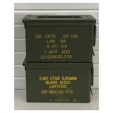 2 Metal Military 50 Cal Ammo Cans / Boxes