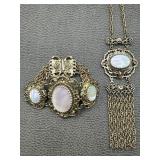 Whiting Davis MOP Victorian Necklace & Butterfly