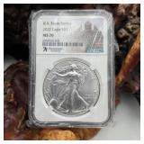 NGC MS70 2022 Silver Eagle Massachusetts