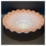 Vintage Pink Glass Brideï¿½s Basket Bowl w/ Criss