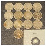 13 Buffalo Nickels + Mini Eisenhower Dollar