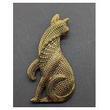 LEPOARD GOLD TONE BROOCH KITTY CAT
