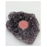 AMETHYST CRYSTAL CLUSTER TEA CANDLE HOLDER 6.5" X