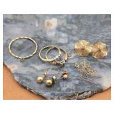 14kt Gold Earrings, Settings & Chain 7.6g