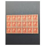 18- 1909 2 CENT STAMPS ORIGINAL GUM BLOCK