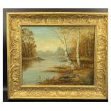 Vintage Autumn Landscape Original Painting on