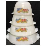 ANCHOR HOCKING FIRE KING FRUIT HARVEST BOWLS SET