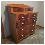 Antique Flame Mahogany Stepback Chest of Drawers