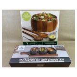 Acacia Wood Salad Set & Ramekin Set Bamboo Tray