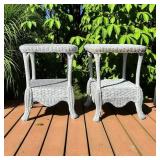 Pair of White Wicker End Table Good Condition