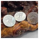 Three 2017 Silver Eagles
