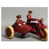 Antique Hubley Cast Iron Motorcycle w/ Sidecar -