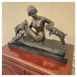 Maurice Guiraud Riviere Bronze Statue "Nymphe Aux