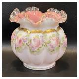 Fenton Charleton Roses Pink Cased Vase , Double