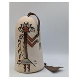 ZIA PUEBLO POTTERY BELL FEATURES KACHINA SIGNED
