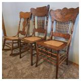 Three Antique Cane-Seated Chairs