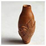 Vtg Chinese Carved Nut Vase Bird