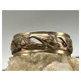 10K Two Tone Carved Hearts Band Ring