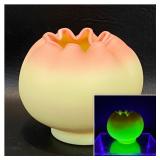 Fenton Burmese Burmese Glass  Rose Bowl w/ Fluted