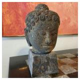 Antique Carved Stone Buddha Head Sculpture