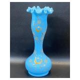 Blue Opaline Hand Painted Vases , Portieux
