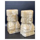 Vintage Carved Onyx Bookends : Aztec, Mayan, Tiki