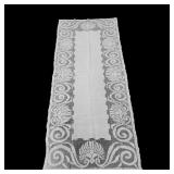 Antique Belgian Linen Handmade Filet Lace Banquet