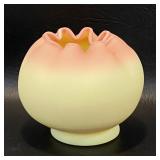 Fenton Burmese Burmese Glass  Rose Bowl w/ Fluted