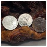 Three 2012 Silver Eagles