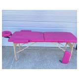 NICE PORTABLE MASSAGE TABLE IN PINK W/ HEAD & ARM