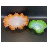 2 Antique Brideï¿½s Basket Ruffled Edge Bowls