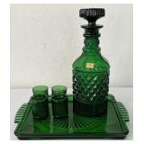 Viking Glass Decanter Set w 4 Glasses & Tray
