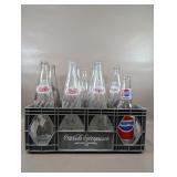 OLD PEPSI 16 OZ BOTTLES IN A COCA COLA CRATE