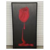 Large Original Painting on Canvas, Rose Signed