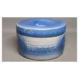 Antique Stoneware Butter Crock ~ Blue & White