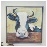 Cow Painting on Canvas Signed Jade 25.5x25.5