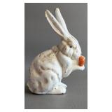White Rabbit Carrot Cast Iron Coin Bank Figure