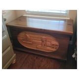 Sailing Theme Carved Blanket Chest