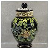 Fenton Midnight Safari Ginger Jar Signed Scott K