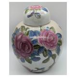 VTG CHINESE HAND PAINTED LUSTERWARE ROSE LIDDED