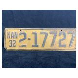 KANSAS LICENSE PLATE 1932