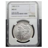 1883 O MS61 MORGAN SILVER DOLLAR NGC
