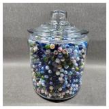 Large Glass Cookie Jar w/ 12lb Mini Marbles