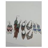 5 NEW PAIRS OF BOHO DANGLE PIERCED EARRINGS
