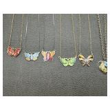 Enamel Butterfly Pendants on Chains